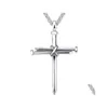 Pendant Necklaces Mens Jewelry Stainless Steel Nail And Rope Cross Necklace Drop Delivery Pendants Dhqgl