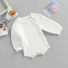 Barboteuses Ma Bébé 018M né Infantile Filles Garçons Tricot Barboteuse À Manches Longues Bouton Chaud Automne Printemps Toddler Vêtements Combinaisons 230607