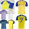 Al Nassr 7 RONALDO Voetbalshirts 94 TALISCA 18 GUSTAVO 29 GHAREEB 23 AHMED 2 AL-GHANNAM 16 MARAN 14 AL-NAJI 4 AL-FATIL Voetbalshirt Kits Geel Blauw Paars WIT