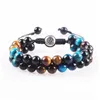 Strang Natürliche Tigerauge Achat Stein Geflochtenes Armband Männer Schwarz Matt Blau Einstellbare Perlen Armbänder Armreifen Yoga Schmuck Geschenk