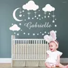 Autocollants muraux personnalisés nom personnalisé autocollant lune étoiles pour enfants bébés chambre décoration décalcomanies filles chambre décor Mural