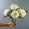 装飾的な花45cmホワイトシルクペーニー5ヘッド人工花束高品質の家の結婚式の装飾屋内