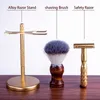 Lâminas de barbear Jifuli - Alta Qualidade Clássico Borda Dupla Segurança Navalha Homens Manual Escova de Barbear Titular Gift Set Shaver Blades 230607