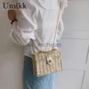 Bolsas de noite Rattan Straw Shoulder Bag Feminina Boho HandWoven Basket Messenger Pouch Summer Beach Square Box Tophandle Handle Handle Handle Handle para Lady Girls J230608