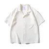 Men's Casual Shirts Vintage Summer Men Cuban Collar Short Sleeve Loose Japan Korean Streetwear Male Cityboy Cargo Blouses
