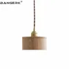 Lampes suspendues nordique moderne bois éclairage lampe Loft luminaire en laiton pour cuisine Restaurant Bar LED suspension lumière décoration de la maison Lampara