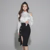 Work Dresses Arrival Style Women Sets Off Shoulder Loose White Shirt And Slim Sexy Pencil Skirt Elegant Formal Two Pieces