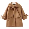 Jacken Baby Mädchen Wollmäntel Große Kinder Dicke Warme Schleife Mädchen Trenchcoat Herbst Winter Kinder Mode Outwear Kleidung 2-10Y