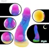 Nya Luminous Anal Toys Dragon Dildo Glowing Monster Penis Colorful Butt Plug Soft Dildo med Suction Cup Sex Toys för kvinnor/män L230518