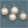 Stud S925 Pearl Earring 18k Real Gold Plated Prevent Allergy Earrings Inga genomborrade öron Eörklipp smärtfria sötvatten Naturliga pärlor Dr Dhdgh