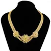 Necklace Earrings Set African Gold Color Luxury Flower Design Flat Pendant Earring Jewelry Dubai Brazilian Women Wedding Party Bride Gift