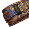 Krawatten Herren Krawatte Blau Gold Paisley Qualität Hochzeitskrawatte für Männer Krawattenring Einstecktuch Manschettenknopf Seidenkrawatte Set DiBanGu Designer Business JZ03-7392 230607