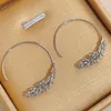 Hoopörhängen Allme Minimalist Gold Silver Color Metal Ear for Women Big Hollow Out Open Earring Statement French Smycken