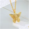 Pendant Necklaces Stainless Steel Hollow Butterfly Necklace 18K Real Gold Plated Classic Jewelry Drop Delivery Pendants Dhabd