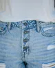 Damesjeans Europa en de grensoverschrijdende grensoverschrijdende gaten van de Verenigde Staten Gaten Taille Breasted Fashion Denim Shorts Vrouwen