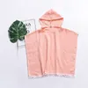 Girls Dresses Kids Toddler Bikini Cover Up Hooded Baby Girl Solid Color Sleeveless Tassel Long Cape Dress 14 Years Beach Clothes 230607