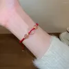 Link Bracelets Cute Jade Pink Geometric Pixiu Red Rope Bracelet Korean Charm Hand Accessories Fashion Aesthetics Friendship Jewelry