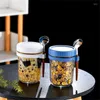 Storage Bottles Overnight Cup Oats Container With Lid And Spoon Food Salad Yogurt Box Glass Breakfast Fruit Jars