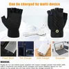 Radfahren Handschuhe Frauen Männer USB Erhitzt Winter Thermische Elektrische Heizung Halb Finger Warm Stricken Hand Skifahren Handschuh