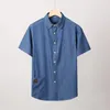 Men's Casual Shirts Men's Denim Short Sleeve Shirt XL 7XL 8XL 2023 Summer Thin Section Fashion Regular Fit Half Inch Men