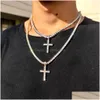 Hänge halsband diamant sten kors hänge halsband smycken män kvinnor älskare gåva par religiös droppe leverans dho3j