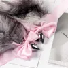 Разделяемая анальная заглушка Bowknot Real Fox Tail Cosplay Butt Plug Anal Sex Hail Продукты для взрослых анальные секс игрушки для женщин пары мужчин L230518