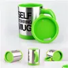 Mugs 400Ml Mug Matic Electric Lazy Self String Cup Coffee Milk Mixing Smart Stainless Steel Mix Drinkware Customized Dbc Drop Delive Dhxmt