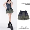 Skirts Patched Cake Skirt Denim Mini High Waist Sweet Girl Y2k Jean Korean Style Goth Kawaii Clothes 230607