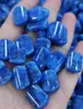 حبلا مزدوج حفر-زرقاء زرقاء jade bangle سحر bangle-gemstone مستطيل أوبلونغ الوجه 12x16mm سوار سيدة هدية