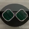 Pendientes de botón de moda Pendientes de trébol Nácar Cuatro hojas Plata Ágata chapada en oro de 18 quilates para niñas Día de la madre de San Valentín Joyería de boda Mujer Pendientes de diamantes