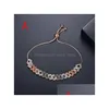 Tennis Hip Hop Pl Bracelet Fl Diamond Stone Cuban Chain Bling Platinum Plated Adjustable Length Bangle Drop Delivery Jewelry Bracelet Dh98O