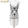 Other Fashion Accessories CuiEr Stunning Butterfly Dress for Women Irregular Tassel women's Dresses Crystal Sexy Body Jewelry Rave Party 230607