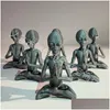 Dekorative Objekte Figuren Meditative Alien Harz Ornament Ufo Innen- und Außendekoration Meditation Gartenfigur 210908 D DHSSV