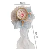 Chapeaux à large bord seau 4 couleurs Lolita rond à volants en dentelle nœud perle pendentif haut-de-forme fil Vintage Royal Anime Cosplay casquette doux thé bonnet pince à cheveux 230608