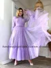 Party Dresses Colorful Pleats Tulle Evening Prom Long Sleeve High Neck Elegant Dress Ankle Length Women Wedding Event Gowns 2023