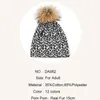 Baretten Vrouwen Hip Hop Mode Luipaard Print Warme Caps Dot Lente Baggy Mutsen Skullies Hoeden Met 15 cm Natuurlijke wasbeer Bont Pompom