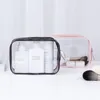 Transparent PVC Cosmetic Bag Women Travel Makeup Bags Zipper Toiletry Beauty Wash Kit Case accept add logo 17*6*12cm