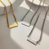 Kedjor Simple Square Carved Letter Pendant Necklace For Women Gold Silver Color Angel nummer 1111 Metal Chain Jewelry Gifts