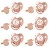 Baby Teethers Toys Nome Lettere iniziali Ciuccio nato Silicone Rose Gold Bling Capezzolo infantile BPA Free Succhietto Dummy 230607