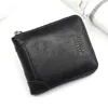 Wallets Men's Short Wallet PU Leather 3 Fold Leisure Fashion Large Capacity Multi-card Retro Card Bag Zipper