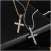 Hänge halsband diamant sten kors hänge halsband smycken män kvinnor älskare gåva par religiös droppe leverans dho3j