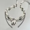 Hänge halsband kreativa tänder med pärlor för kvinnor trend söt cool personlighet chokers mode estetik smycken
