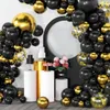 Inne imprezy imprezowe Black Gold Balloon Garland Arch Zestaw konfetti 30th 40. 50. urodziny Dekoracje Dorośniki Baby Shower 230608