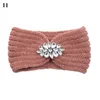 Other Winter Wide Knitted Headband Women New Clear Crystal Flower Twist Crochet Hair Band Head Wrap Rhinestone Ear Warmer Accessories R230608