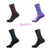 Meias Esportivas 4 Pares de Bicicleta Masculino Compressão Feminino Profissional Mountain Calcetines Ciclysmo Hombre