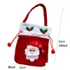 Dekoracje świąteczne torba na prezent Apple Flannel Candy Cartoon Dstring Tote Xmas Santa Claus Snowman Bear Portable torebka DBC VT1061 Drop DHV2L