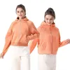 Ll Womens Autumn Hoodies Sweatshirt Yoga kostym Jacka damer Sport Half Zipper Full dragkedja Tjock Loose Short Style med fleece -tröjor Lululemen Womens Women