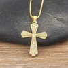 Kedjor Aibef Cross Shiny Rhinestone Pendant Guldfärg Koppar Kvinnor Halsband Religiösa Pray SMAECKE Temperament Enkel mångsidig gåva