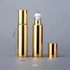 10ml UV Roll On Bottle Gold and Silver Essential Oil Steel Metal Roller ball fragrance Perfume LX7536