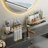 Bathroom Shelves Luxury Without Drilling RustProof Aluminum Shower Wall Shelf Shampoo Towel Holder Organizer Accessorie 230608